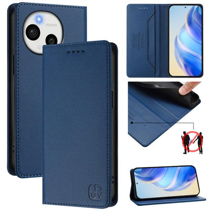 RC01 Dual-Folded Magnetic Suction RFID Leather Phone Case, For Sharp Aquos wish6, For Sharp Aquos R11, For Sharp Aquos Sense10, For Sharp Basio Active3, For Sharp Aquos Sense9 Plus, For Sharp Aquos Sense9, For Sharp Aquos R9 Pro SH-54E                 ...
