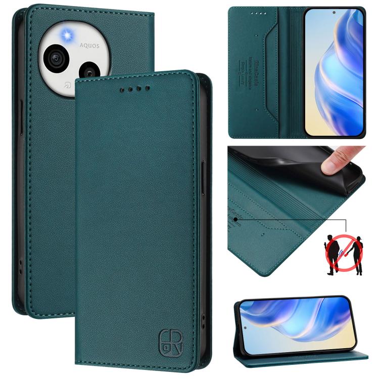 RC01 Dual-Folded Magnetic Suction RFID Leather Phone Case, For Sharp Aquos wish6, For Sharp Aquos R11, For Sharp Aquos Sense10, For Sharp Basio Active3, For Sharp Aquos Sense9 Plus, For Sharp Aquos Sense9, For Sharp Aquos R9 Pro SH-54E                 ...