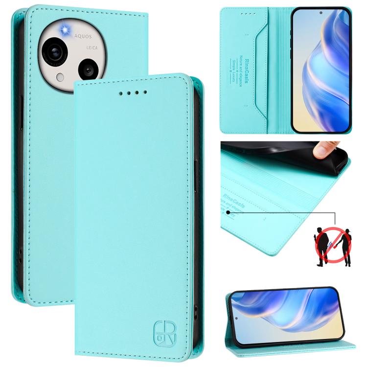 RC01 Dual-Folded Magnetic Suction RFID Leather Phone Case, For Sharp Aquos wish6, For Sharp Aquos R11, For Sharp Aquos Sense10, For Sharp Basio Active3, For Sharp Aquos Sense9 Plus, For Sharp Aquos Sense9, For Sharp Aquos R9 Pro SH-54E                 ...