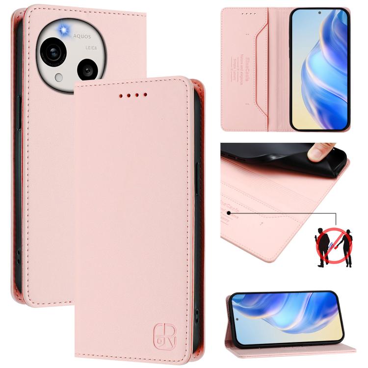 RC01 Dual-Folded Magnetic Suction RFID Leather Phone Case, For Sharp Aquos wish6, For Sharp Aquos R11, For Sharp Aquos Sense10, For Sharp Basio Active3, For Sharp Aquos Sense9 Plus, For Sharp Aquos Sense9, For Sharp Aquos R9 Pro SH-54E                 ...