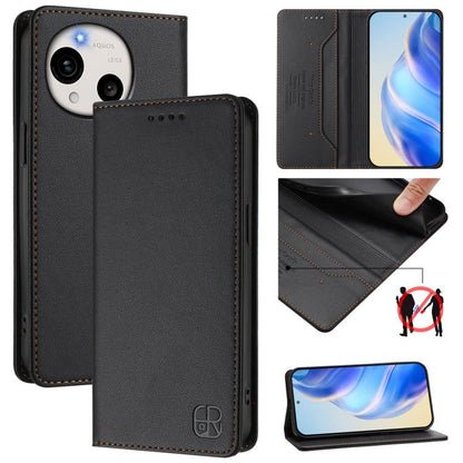 RC01 Dual-Folded Magnetic Suction RFID Leather Phone Case, For Sharp Aquos wish6, For Sharp Aquos R11, For Sharp Aquos Sense10, For Sharp Basio Active3, For Sharp Aquos Sense9 Plus, For Sharp Aquos Sense9, For Sharp Aquos R9 Pro SH-54E                 ...