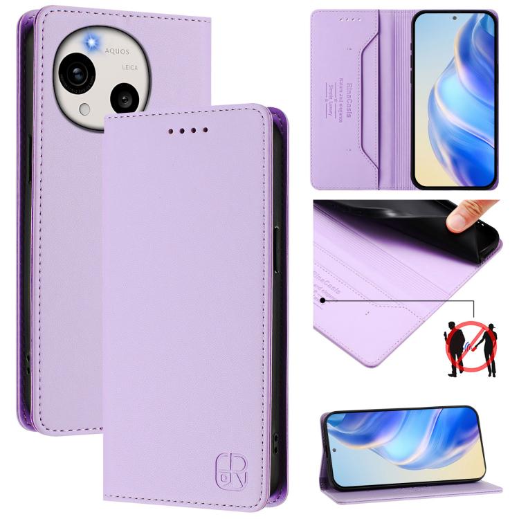 RC01 Dual-Folded Magnetic Suction RFID Leather Phone Case, For Sharp Aquos wish6, For Sharp Aquos R11, For Sharp Aquos Sense10, For Sharp Basio Active3, For Sharp Aquos Sense9 Plus, For Sharp Aquos Sense9, For Sharp Aquos R9 Pro SH-54E                 ...