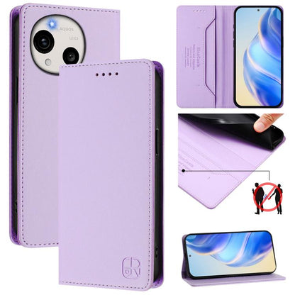 RC01 Dual-Folded Magnetic Suction RFID Leather Phone Case, For Sharp Aquos wish6, For Sharp Aquos R11, For Sharp Aquos Sense10, For Sharp Basio Active3, For Sharp Aquos Sense9 Plus, For Sharp Aquos Sense9, For Sharp Aquos R9 Pro SH-54E                 ...