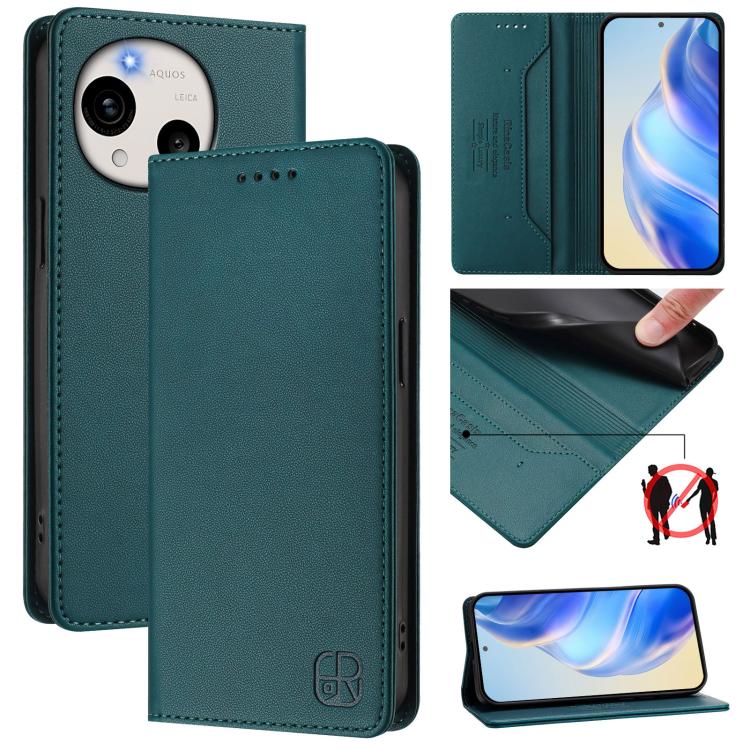 RC01 Dual-Folded Magnetic Suction RFID Leather Phone Case, For Sharp Aquos wish6, For Sharp Aquos R11, For Sharp Aquos Sense10, For Sharp Basio Active3, For Sharp Aquos Sense9 Plus, For Sharp Aquos Sense9, For Sharp Aquos R9 Pro SH-54E                 ...