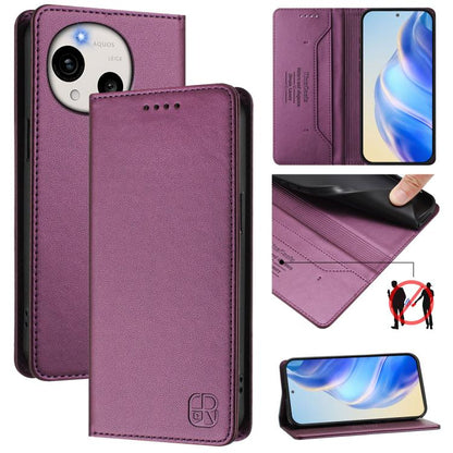RC01 Dual-Folded Magnetic Suction RFID Leather Phone Case, For Sharp Aquos wish6, For Sharp Aquos R11, For Sharp Aquos Sense10, For Sharp Basio Active3, For Sharp Aquos Sense9 Plus, For Sharp Aquos Sense9, For Sharp Aquos R9 Pro SH-54E                 ...