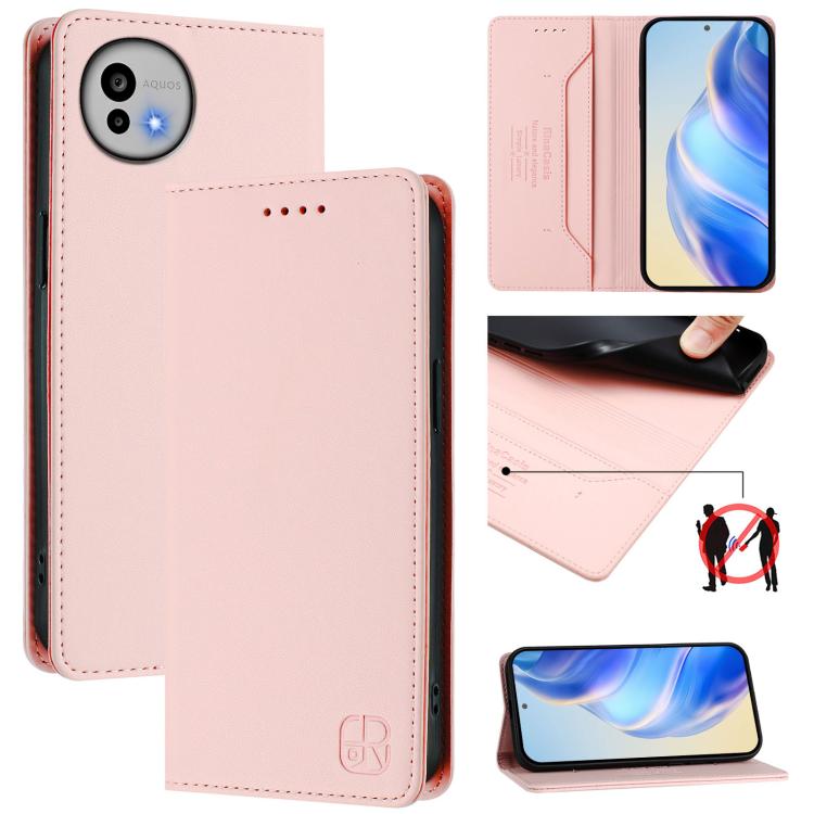 RC01 Dual-Folded Magnetic Suction RFID Leather Phone Case, For Sharp Aquos wish6, For Sharp Aquos R11, For Sharp Aquos Sense10, For Sharp Basio Active3, For Sharp Aquos Sense9 Plus, For Sharp Aquos Sense9, For Sharp Aquos R9 Pro SH-54E                 ...