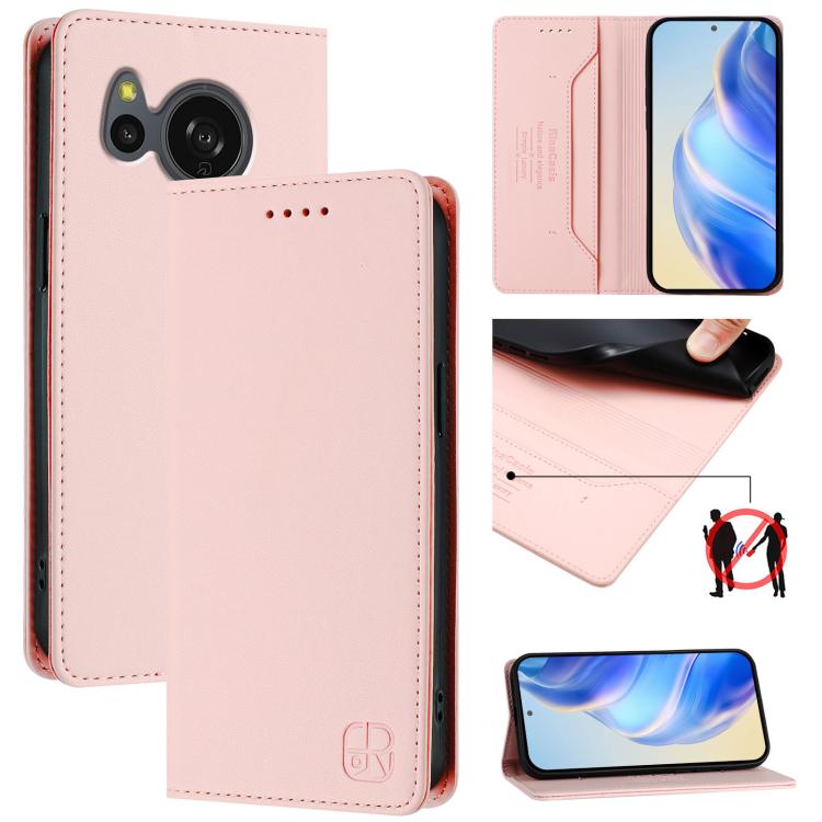 RC01 Dual-Folded Magnetic Suction RFID Leather Phone Case, For Sharp Aquos wish6, For Sharp Aquos R11, For Sharp Aquos Sense10, For Sharp Basio Active3, For Sharp Aquos Sense9 Plus, For Sharp Aquos Sense9, For Sharp Aquos R9 Pro SH-54E                 ...