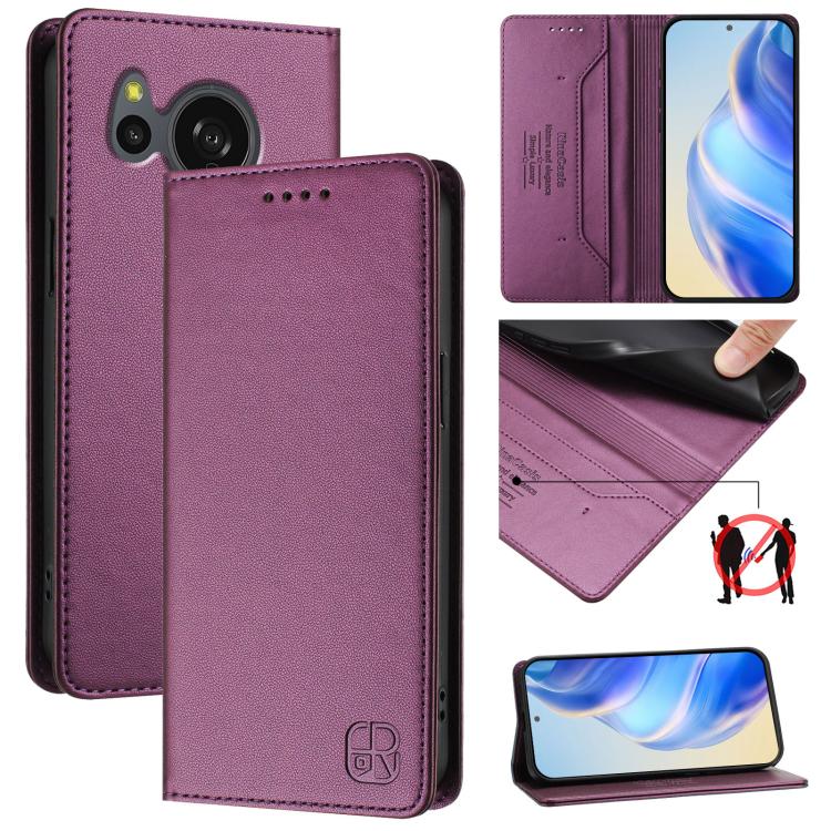 RC01 Dual-Folded Magnetic Suction RFID Leather Phone Case, For Sharp Aquos wish6, For Sharp Aquos R11, For Sharp Aquos Sense10, For Sharp Basio Active3, For Sharp Aquos Sense9 Plus, For Sharp Aquos Sense9, For Sharp Aquos R9 Pro SH-54E                 ...