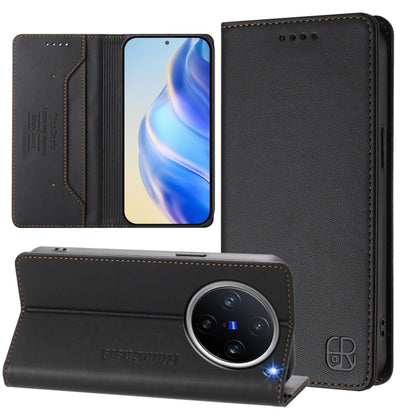 RC01 Dual-Folded Magnetic Suction RFID Leather Phone Case, For vivo X200, For vivo X200 Pro mini, For vivo X200 Pro, For vivo V40 Lite 5G IDN, For vivo V40e 5G India / iQOO Z9s 5G, For vivo V40 5G / V40 Pro 5G Global, For vivo Y300 Pro                 ...