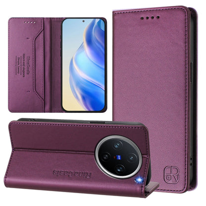 RC01 Dual-Folded Magnetic Suction RFID Leather Phone Case, For vivo X200, For vivo X200 Pro mini, For vivo X200 Pro, For vivo V40 Lite 5G IDN, For vivo V40e 5G India / iQOO Z9s 5G, For vivo V40 5G / V40 Pro 5G Global, For vivo Y300 Pro                 ...