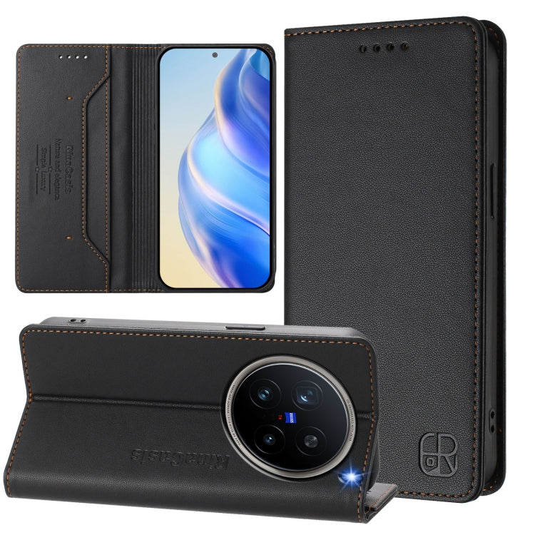 RC01 Dual-Folded Magnetic Suction RFID Leather Phone Case, For vivo X200, For vivo X200 Pro mini, For vivo X200 Pro, For vivo V40 Lite 5G IDN, For vivo V40e 5G India / iQOO Z9s 5G, For vivo V40 5G / V40 Pro 5G Global, For vivo Y300 Pro                 ...