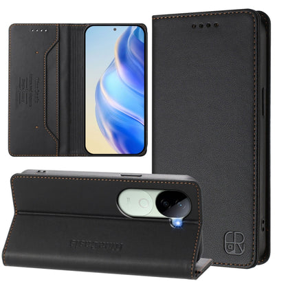 RC01 Dual-Folded Magnetic Suction RFID Leather Phone Case, For vivo X200, For vivo X200 Pro mini, For vivo X200 Pro, For vivo V40 Lite 5G IDN, For vivo V40e 5G India / iQOO Z9s 5G, For vivo V40 5G / V40 Pro 5G Global, For vivo Y300 Pro                 ...