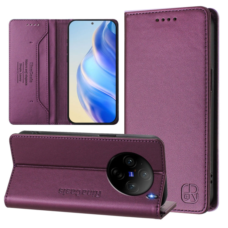 RC01 Dual-Folded Magnetic Suction RFID Leather Phone Case, For vivo X100s 5G, For vivo Y03 4G Global / Y18 4G, For vivo Y38 5G / Y200i / T3x Global, For vivo iQOO Z9x, For vivo iQOO Z9 5G / Z9 Turbo 5G, For vivo Y100 5G IDN / Y200e 5G                  ...