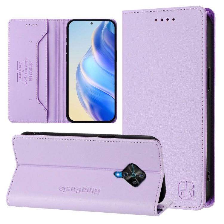 RC01 Dual-Folded Magnetic Suction RFID Leather Phone Case, For vivo V20 / V21e 4G / Y73 2021, For vivo Y31 4G 2021 India / Y53s, For vivo Y52s 5G / Y72 5G India, For vivo Y30 4G Global, For vivo Y27 4G 2023 Global