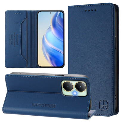 RC01 Dual-Folded Magnetic Suction RFID Leather Phone Case, For vivo V20 / V21e 4G / Y73 2021, For vivo Y31 4G 2021 India / Y53s, For vivo Y52s 5G / Y72 5G India, For vivo Y30 4G Global, For vivo Y27 4G 2023 Global