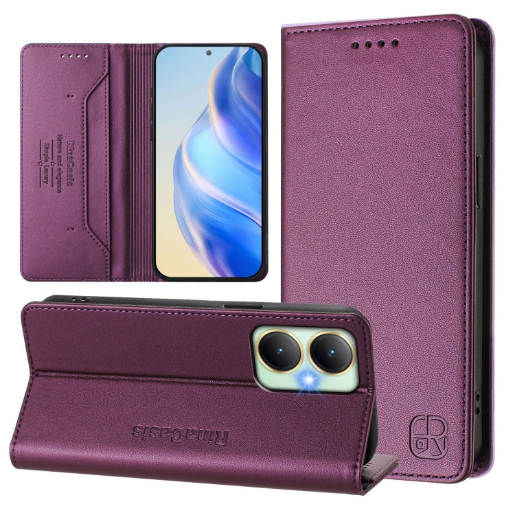 RC01 Dual-Folded Magnetic Suction RFID Leather Phone Case, For vivo V20 / V21e 4G / Y73 2021, For vivo Y31 4G 2021 India / Y53s, For vivo Y52s 5G / Y72 5G India, For vivo Y30 4G Global, For vivo Y27 4G 2023 Global