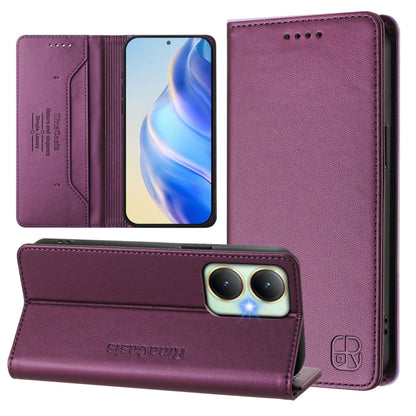 RC01 Dual-Folded Magnetic Suction RFID Leather Phone Case, For vivo V20 / V21e 4G / Y73 2021, For vivo Y31 4G 2021 India / Y53s, For vivo Y52s 5G / Y72 5G India, For vivo Y30 4G Global, For vivo Y27 4G 2023 Global