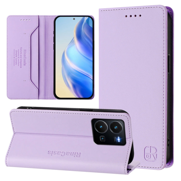 RC01 Dual-Folded Magnetic Suction RFID Leather Phone Case, For vivo Y36 4G / 5G Global, For vivo Y78+ 5G / Y78 5G Global, For vivo Y56 5G / Y16 / Y02s 4G Global, For vivo Y100 5G Global, For vivo V27 5G / V27 Pro Global, For vivo V27e 4G / T2 4G Global...