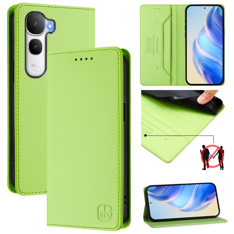 Leather phone case with magnetic suction, dual-fold cover, lime green