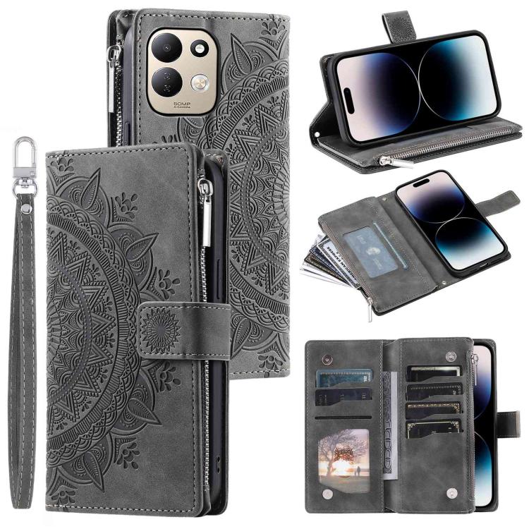 Multi-Card Totem Zipper Leather Phone Case, For Redmi Note 17 5G/4G 169.7mm, For Redmi Note 17 Pro+ 5G Global 163.4, For Redmi 17 5G/4G Global 170mm, For Redmi Note 14 4G EU 164.84mm, For Redmi Note 14 Pro 4G, For Xiaomi Redmi Note 14 5G