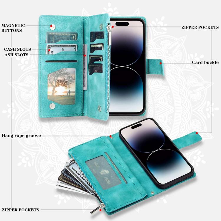 Multi-Card Totem Zipper Leather Phone Case, For Redmi Note 17 5G/4G 169.7mm, For Redmi Note 17 Pro+ 5G Global 163.4, For Redmi 17 5G/4G Global 170mm, For Redmi Note 14 4G EU 164.84mm, For Redmi Note 14 Pro 4G, For Xiaomi Redmi Note 14 5G