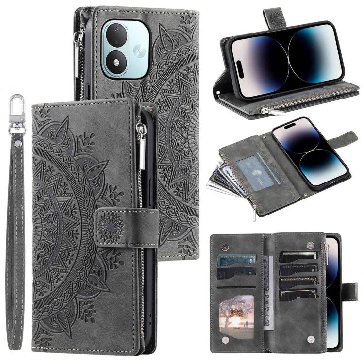 Multi-Card Totem Zipper Leather Phone Case, For Redmi Note 17 5G/4G 169.7mm, For Redmi Note 17 Pro+ 5G Global 163.4, For Redmi 17 5G/4G Global 170mm, For Redmi Note 14 4G EU 164.84mm, For Redmi Note 14 Pro 4G, For Xiaomi Redmi Note 14 5G