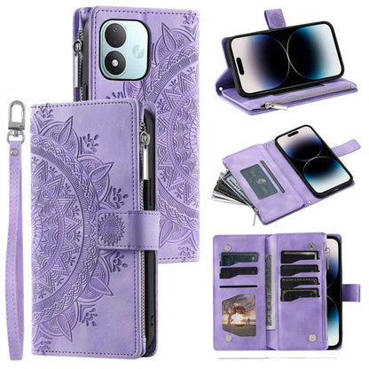 Multi-Card Totem Zipper Leather Phone Case, For Redmi Note 17 5G/4G 169.7mm, For Redmi Note 17 Pro+ 5G Global 163.4, For Redmi 17 5G/4G Global 170mm, For Redmi Note 14 4G EU 164.84mm, For Redmi Note 14 Pro 4G, For Xiaomi Redmi Note 14 5G