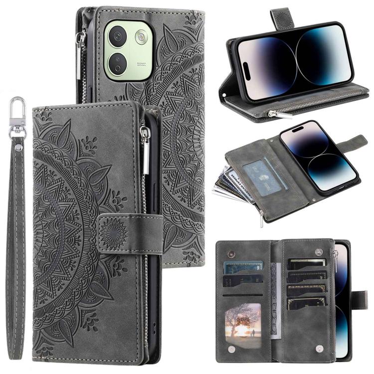 Multi-Card Totem Zipper Leather Phone Case, For Redmi Note 17 5G/4G 169.7mm, For Redmi Note 17 Pro+ 5G Global 163.4, For Redmi 17 5G/4G Global 170mm, For Redmi Note 14 4G EU 164.84mm, For Redmi Note 14 Pro 4G, For Xiaomi Redmi Note 14 5G