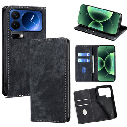 RFID Anti-theft Brush Magnetic Leather Phone Case, For Xiaomi 17 Ultra, For Xiaomi 17 Pro Max, For Xiaomi 17 Pro, For Xiaomi 17, For Xiaomi Civi 5 Pro 5G, For Xiaomi 15 Ultra, For Xiaomi 14T Pro 5G, For Xiaomi 14T 5G