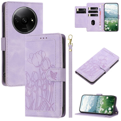 Tulips Embossed Leather Phone Case with Lanyard, For Redmi Note 17 4G Global 169.7mm, For Redmi 17C 5G, For Redmi 17 5G / 4G Global 170mm, For Redmi 17C 4G, For Redmi 15a 5G, For Redmi Note 15 Pro+ 5G Global 163.3mm, For Redmi Note 15 5G / 4G Global 16...