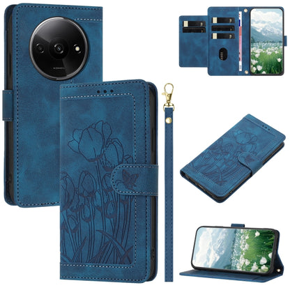 Tulips Embossed Leather Phone Case with Lanyard, For Redmi Note 17 4G Global 169.7mm, For Redmi 17C 5G, For Redmi 17 5G / 4G Global 170mm, For Redmi 17C 4G, For Redmi 15a 5G, For Redmi Note 15 Pro+ 5G Global 163.3mm, For Redmi Note 15 5G / 4G Global 16...