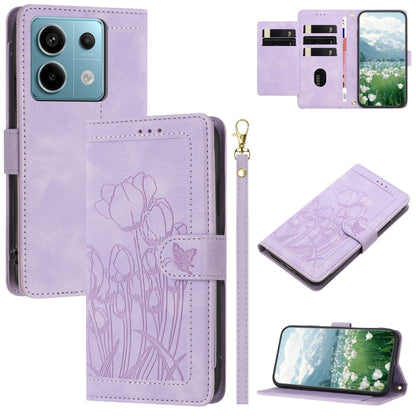 Tulips Embossed Leather Phone Case with Lanyard, For Redmi Note 17 4G Global 169.7mm, For Redmi 17C 5G, For Redmi 17 5G / 4G Global 170mm, For Redmi 17C 4G, For Redmi 15a 5G, For Redmi Note 15 Pro+ 5G Global 163.3mm, For Redmi Note 15 5G / 4G Global 16...