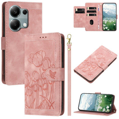 Tulips Embossed Leather Phone Case with Lanyard, For Redmi Note 13 Pro+ 5G, For Redmi Note 13 Pro 5G