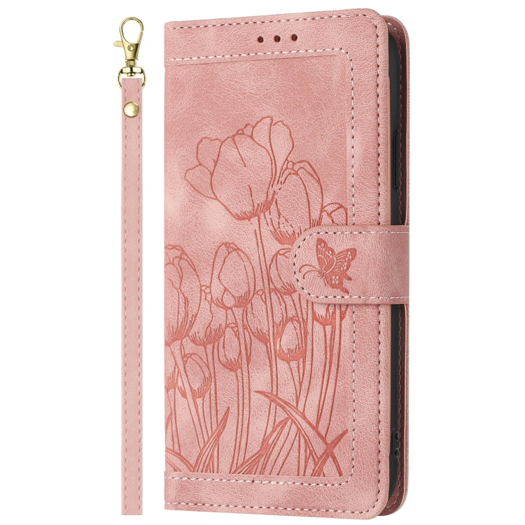 Tulips Embossed Leather Phone Case with Lanyard, For Redmi Note 13 Pro+ 5G, For Redmi Note 13 Pro 5G