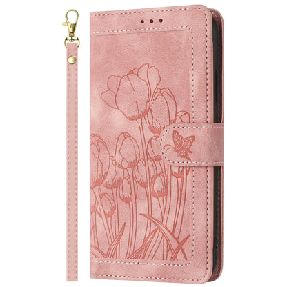 Tulips Embossed Leather Phone Case with Lanyard, For Redmi Note 13 Pro+ 5G, For Redmi Note 13 Pro 5G