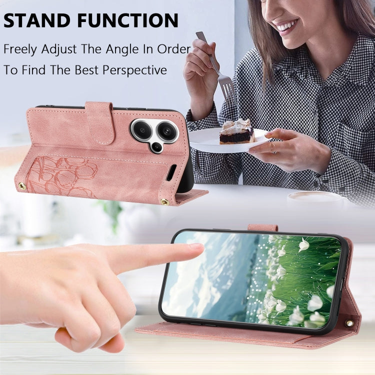 Tulips Embossed Leather Phone Case with Lanyard, For Redmi Note 13 Pro+ 5G, For Redmi Note 13 Pro 5G