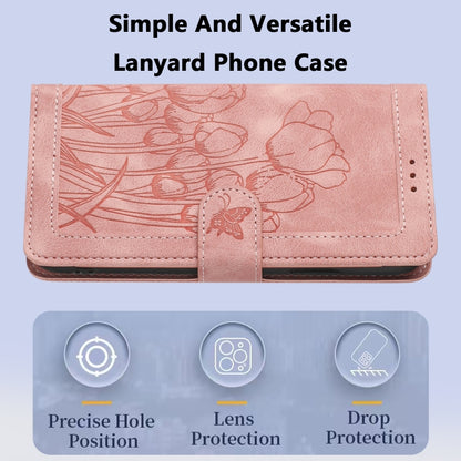 Tulips Embossed Leather Phone Case with Lanyard, For Redmi Note 13 Pro+ 5G, For Redmi Note 13 Pro 5G