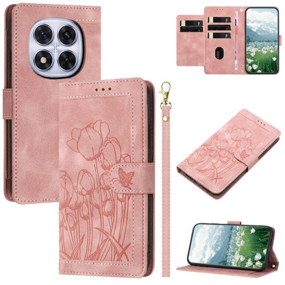 Tulips Embossed Leather Phone Case with Lanyard, For Redmi Note 17 4G Global 169.7mm, For Redmi 17C 5G, For Redmi 17 5G / 4G Global 170mm, For Redmi 17C 4G, For Redmi 15a 5G, For Redmi Note 15 Pro+ 5G Global 163.3mm, For Redmi Note 15 5G / 4G Global 16...