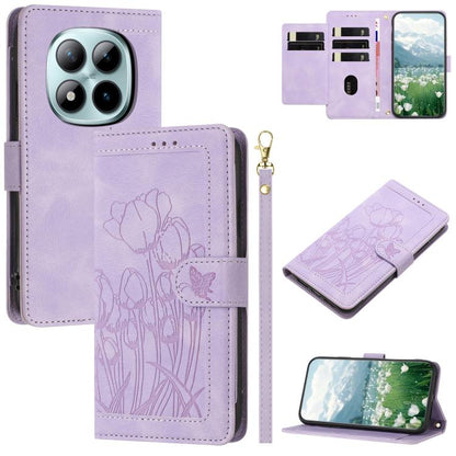 Tulips Embossed Leather Phone Case with Lanyard, For Redmi Note 17 4G Global 169.7mm, For Redmi 17C 5G, For Redmi 17 5G / 4G Global 170mm, For Redmi 17C 4G, For Redmi 15a 5G, For Redmi Note 15 Pro+ 5G Global 163.3mm, For Redmi Note 15 5G / 4G Global 16...