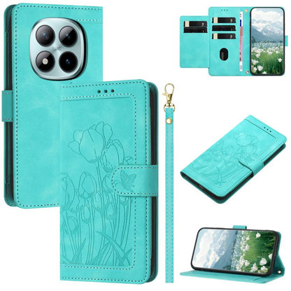 Tulips Embossed Leather Phone Case with Lanyard, For Redmi Note 17 4G Global 169.7mm, For Redmi 17C 5G, For Redmi 17 5G / 4G Global 170mm, For Redmi 17C 4G, For Redmi 15a 5G, For Redmi Note 15 Pro+ 5G Global 163.3mm, For Redmi Note 15 5G / 4G Global 16...