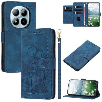 Tulips Embossed Leather Phone Case with Lanyard, For Redmi Note 17 4G Global 169.7mm, For Redmi 17C 5G, For Redmi 17 5G / 4G Global 170mm, For Redmi 17C 4G, For Redmi 15a 5G, For Redmi Note 15 Pro+ 5G Global 163.3mm, For Redmi Note 15 5G / 4G Global 16...