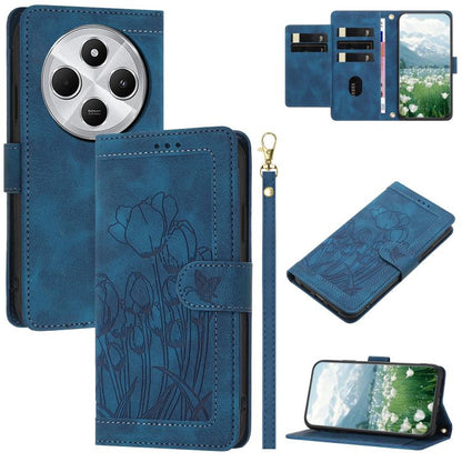 Tulips Embossed Leather Phone Case with Lanyard, For Redmi Note 17 4G Global 169.7mm, For Redmi 17C 5G, For Redmi 17 5G / 4G Global 170mm, For Redmi 17C 4G, For Redmi 15a 5G, For Redmi Note 15 Pro+ 5G Global 163.3mm, For Redmi Note 15 5G / 4G Global 16...