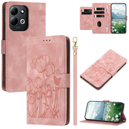 Tulips Embossed Leather Phone Case with Lanyard, For Redmi Note 17 4G Global 169.7mm, For Redmi 17C 5G, For Redmi 17 5G / 4G Global 170mm, For Redmi 17C 4G, For Redmi 15a 5G, For Redmi Note 15 Pro+ 5G Global 163.3mm, For Redmi Note 15 5G / 4G Global 16...