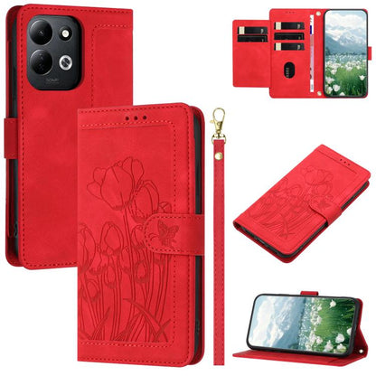 Tulips Embossed Leather Phone Case with Lanyard, For Redmi Note 17 4G Global 169.7mm, For Redmi 17C 5G, For Redmi 17 5G / 4G Global 170mm, For Redmi 17C 4G, For Redmi 15a 5G, For Redmi Note 15 Pro+ 5G Global 163.3mm, For Redmi Note 15 5G / 4G Global 16...