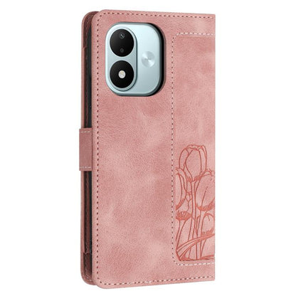 Tulips Embossed Leather Phone Case with Lanyard, For Redmi Note 17 4G Global 169.7mm, For Redmi 17C 5G, For Redmi 17 5G / 4G Global 170mm, For Redmi 17C 4G, For Redmi 15a 5G, For Redmi Note 15 Pro+ 5G Global 163.3mm, For Redmi Note 15 5G / 4G Global 16...