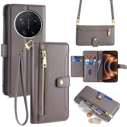 Sheep Texture Cross-body Zipper Wallet Leather Phone Case, For Xiaomi 17 Ultra, For Xiaomi 17 Pro Max, For Xiaomi 17 Pro, For Xiaomi 17, For Xiaomi Civi 5 Pro 5G, For Xiaomi 15 Ultra, For Xiaomi 14T Pro 5G, For Xiaomi 14T 5G