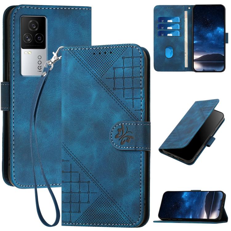 Grid Butterfly Embossed Pattern Leather Phone Case with Lanyard, For vivo V50 Lite 4G / 5G, For vivo Y39 5G, For vivo Y29s 5G / Y04 4G Global, For vivo Y29 4G, For vivo V50, For vivo Y300 / V40 Lite 4G / 5G IDN, For vivo X200 Pro, For vivo S19 Pro     ...