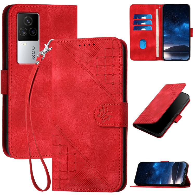 Grid Butterfly Embossed Pattern Leather Phone Case with Lanyard, For vivo V50 Lite 4G / 5G, For vivo Y39 5G, For vivo Y29s 5G / Y04 4G Global, For vivo Y29 4G, For vivo V50, For vivo Y300 / V40 Lite 4G / 5G IDN, For vivo X200 Pro, For vivo S19 Pro     ...
