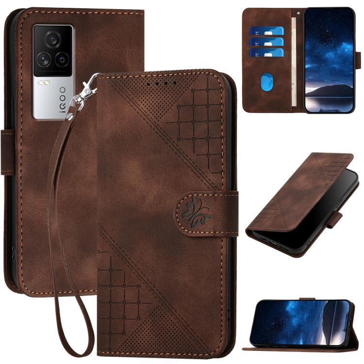 Grid Butterfly Embossed Pattern Leather Phone Case with Lanyard, For vivo V50 Lite 4G / 5G, For vivo Y39 5G, For vivo Y29s 5G / Y04 4G Global, For vivo Y29 4G, For vivo V50, For vivo Y300 / V40 Lite 4G / 5G IDN, For vivo X200 Pro, For vivo S19 Pro     ...