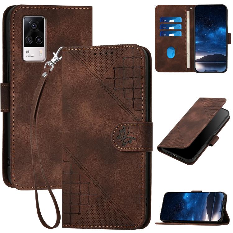 Grid Butterfly Embossed Pattern Leather Phone Case with Lanyard, For vivo V50 Lite 4G / 5G, For vivo Y39 5G, For vivo Y29s 5G / Y04 4G Global, For vivo Y29 4G, For vivo V50, For vivo Y300 / V40 Lite 4G / 5G IDN, For vivo X200 Pro, For vivo S19 Pro     ...